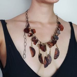 vintage 70s recycled wood and wire hippie necklace